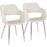Margarite Dining Accent Chair in Chrome & Cream Leatherette (Set of 2)